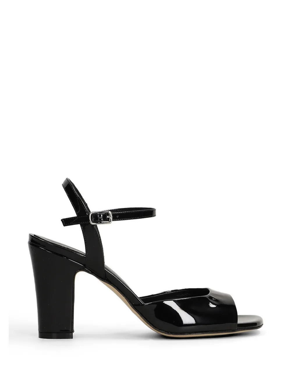 Julie Dee patent-finish ankle-strap sandals Zwart