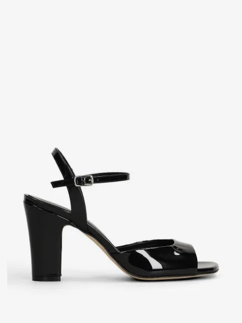 Julie Dee patent-finish ankle-strap sandals
