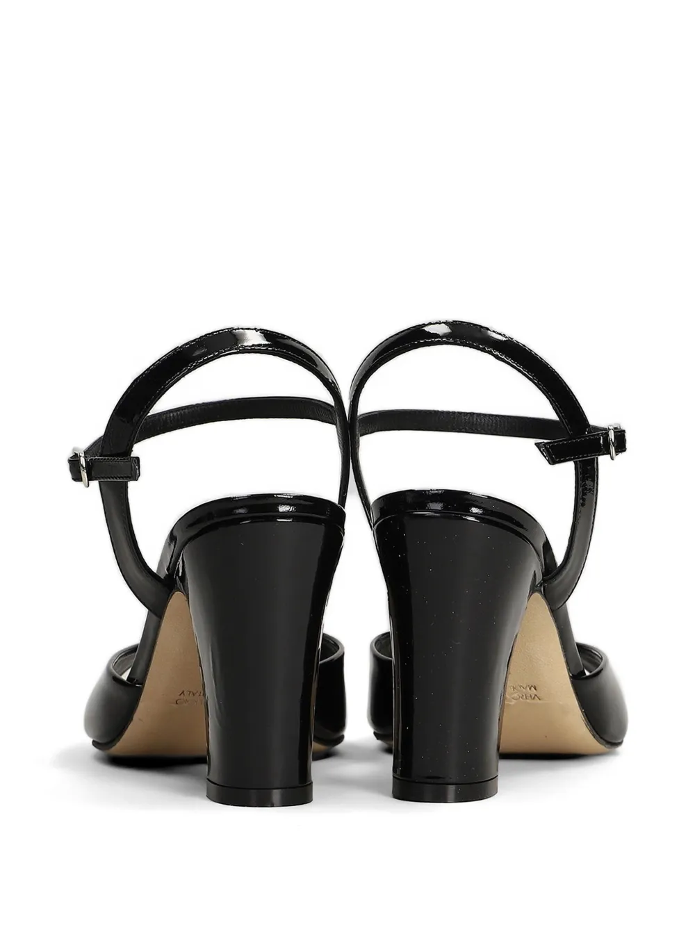 Julie Dee patent-finish ankle-strap sandals Zwart