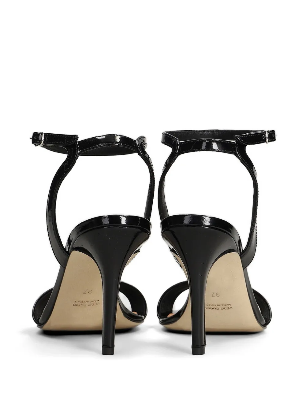 The Seller patent-finish ankle-strap sandals Zwart