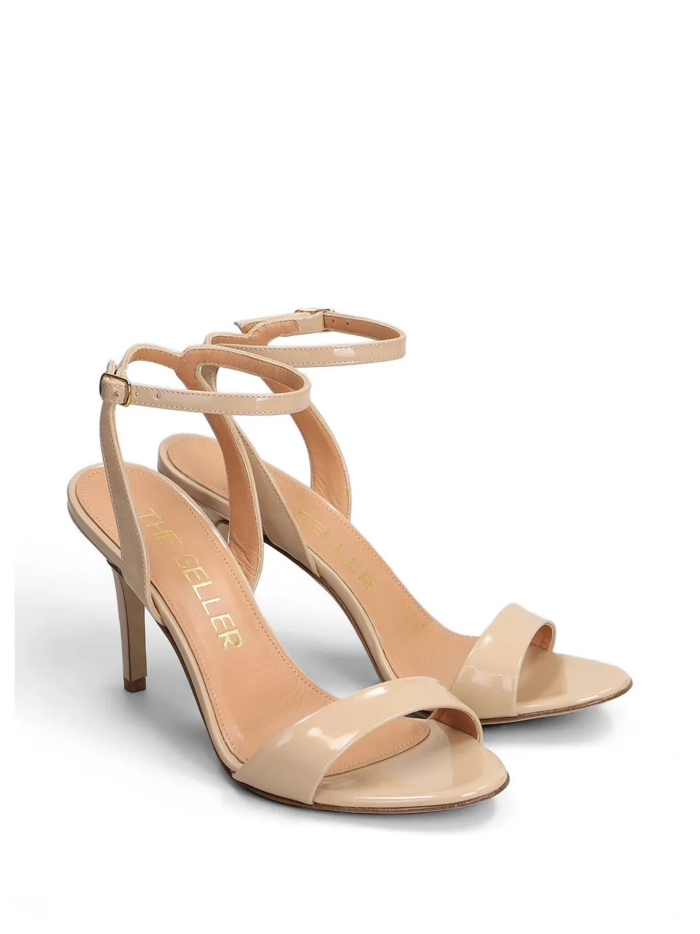 The Seller patent-leather ankle-strap sandals Beige