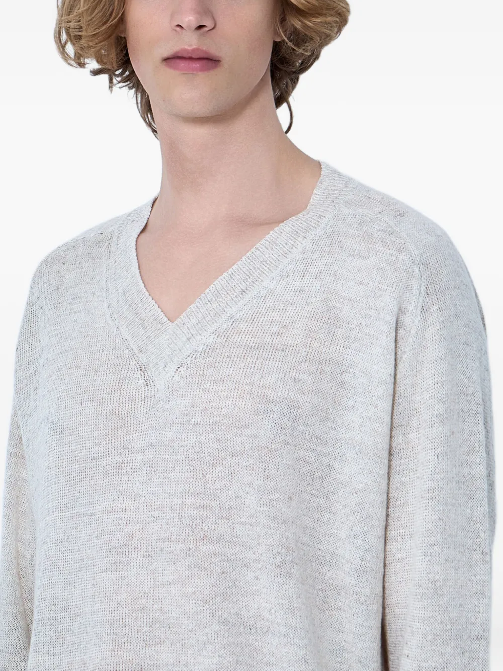 OUR LEGACY Trui met V-hals en lange mouwen Beige