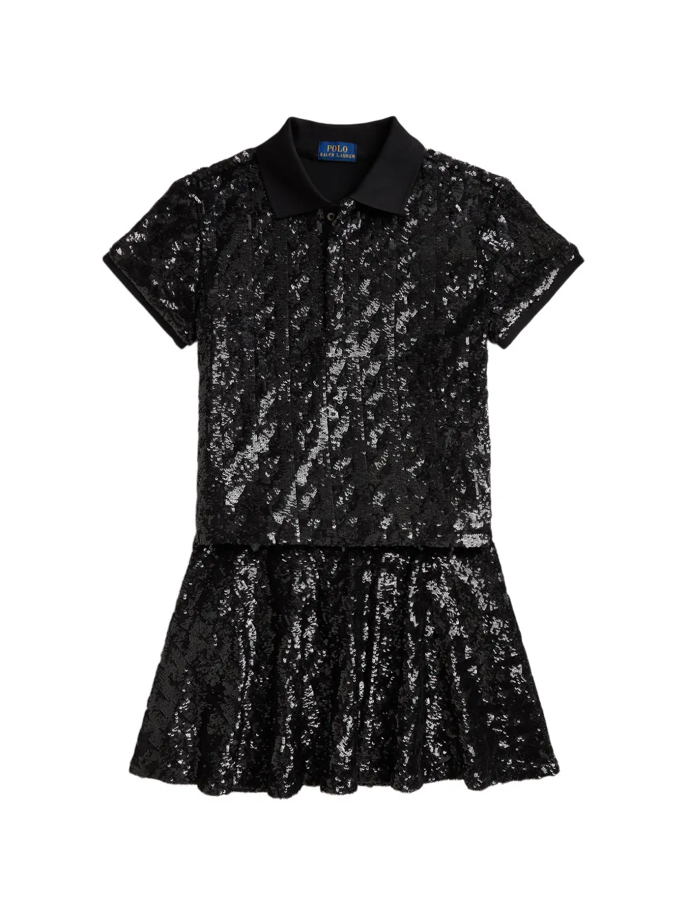 POLO RALPH LAUREN KIDS Poloshirt en rok met pailletten Zwart