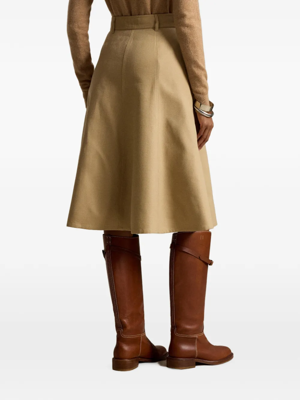 Polo Ralph Lauren Flared midi-rok met knopen Beige