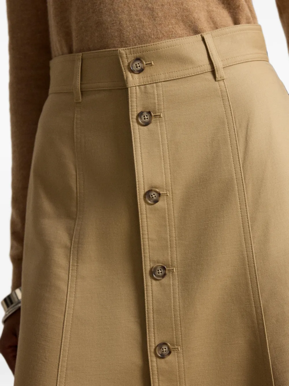 Polo Ralph Lauren Flared midi-rok met knopen Beige