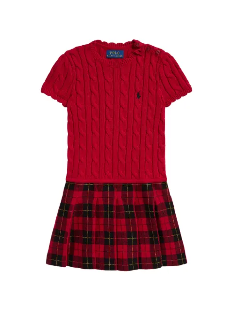 POLO RALPH LAUREN KIDS robe-pull en coton à jupe à carreaux