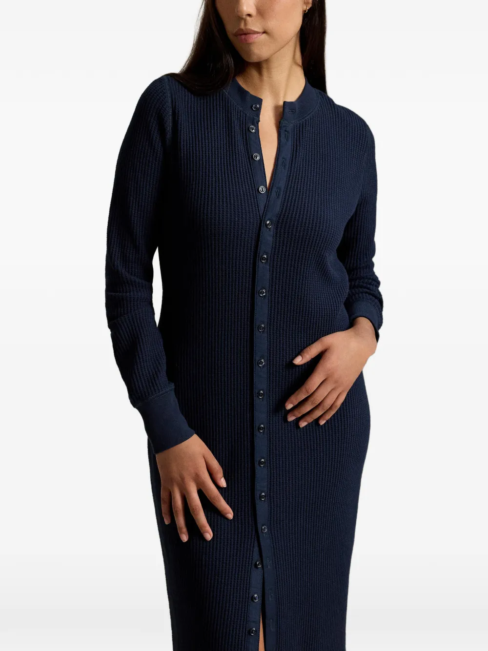 Polo Ralph Lauren Katoenen maxi-jurk met wafel=patroon Blauw