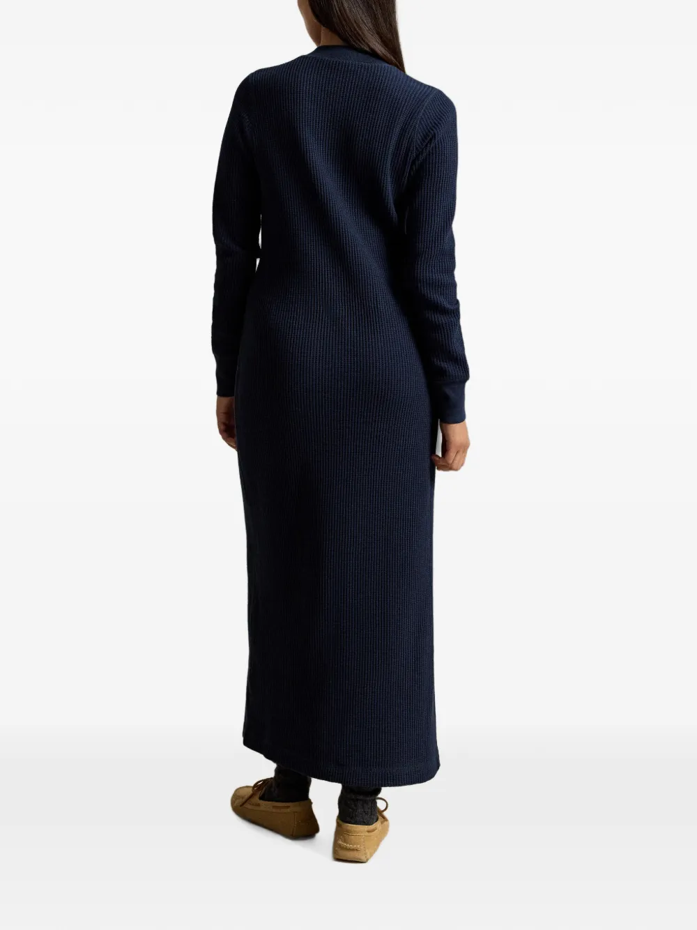 Polo Ralph Lauren Katoenen maxi-jurk met wafel=patroon Blauw