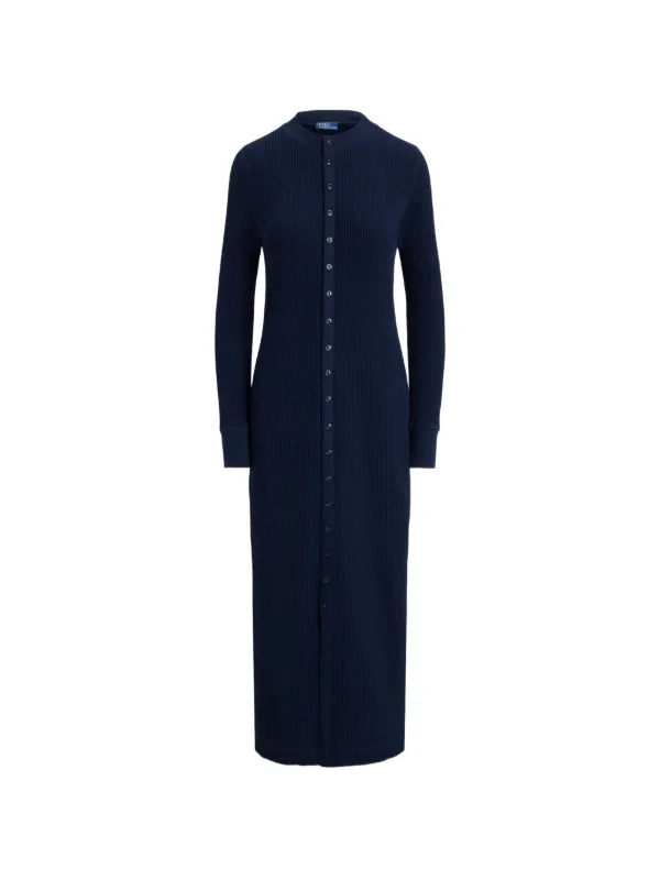 ralph lauren waffle knit maxi dress Polo waffle-knit Cotton | Blue backtoschool
