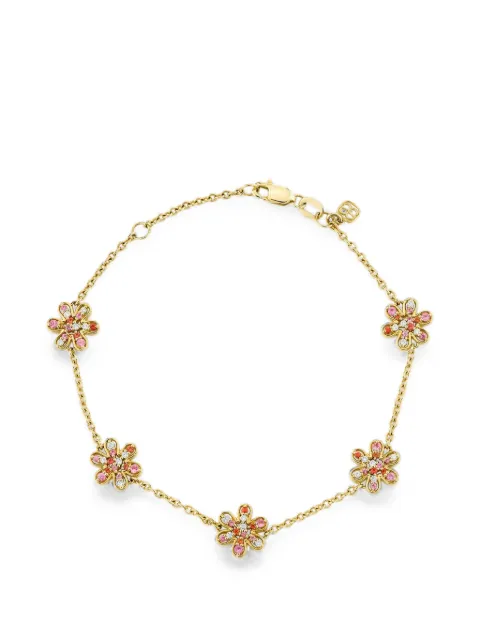 Sydney Evan pulsera con motivo floral con diamante y safiro
