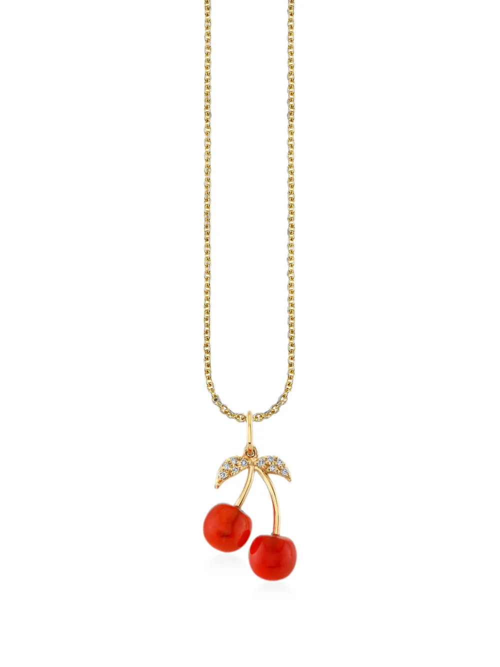 Sydney Evan Diamanthalskette mit Kirschmotiv - Gold