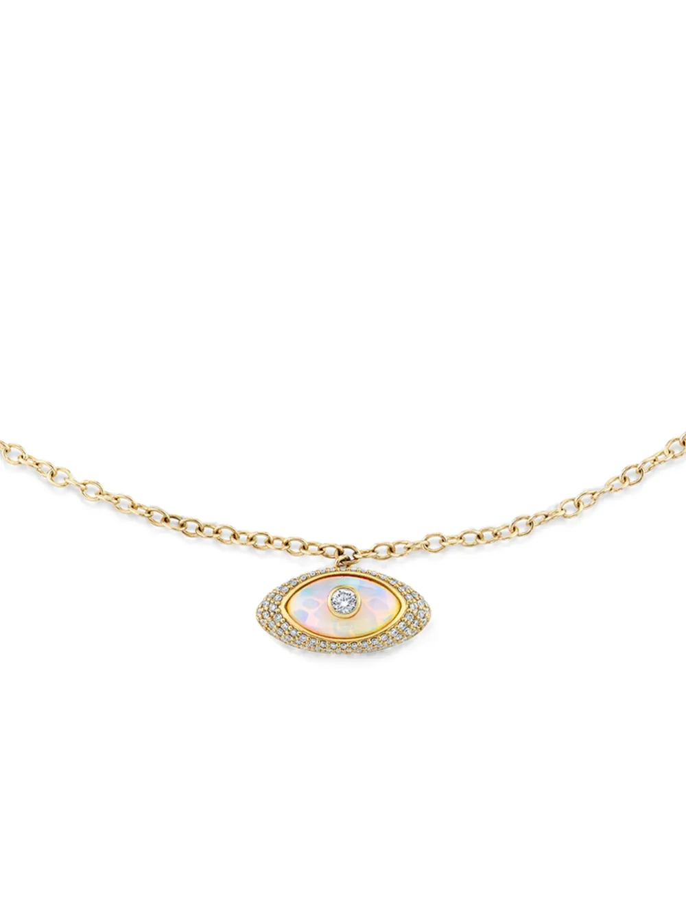 Sydney Evan Evil Eye Opal and Diamond Necklace in Gold, view 2