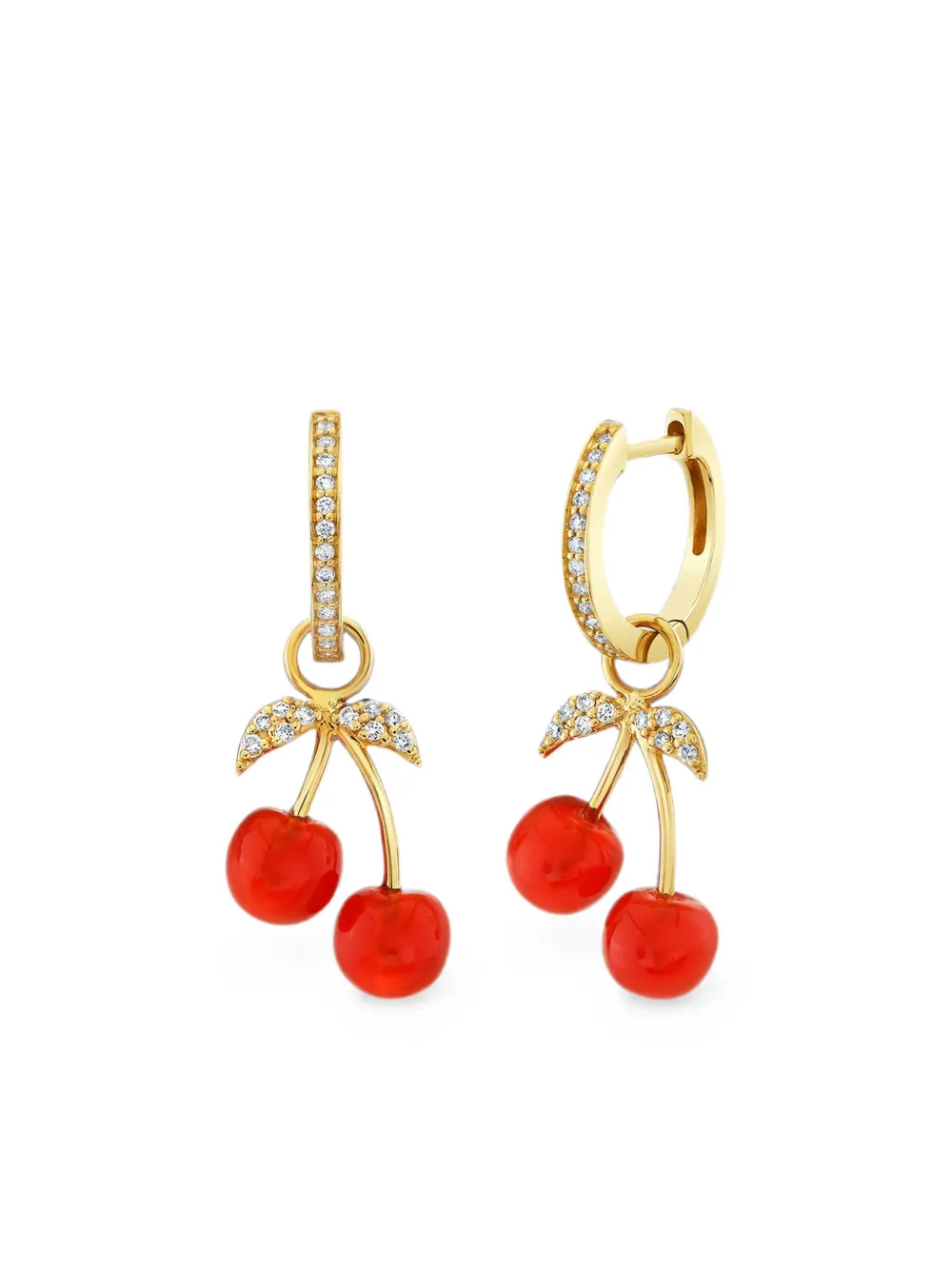 Sydney Evan Diamant-Creolen mit Kirschmotiv - Gold