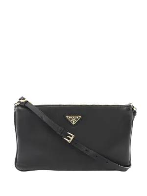 バッグ 1999 PRADA Leather Nylon Shoulder Bag Prada Pre-Owned 2010s Leather Shoulder Bag | Black | FARFETCH