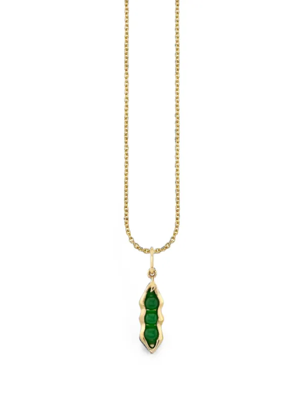 Sydney Evan Pea Pod Jade Necklace in Gold
