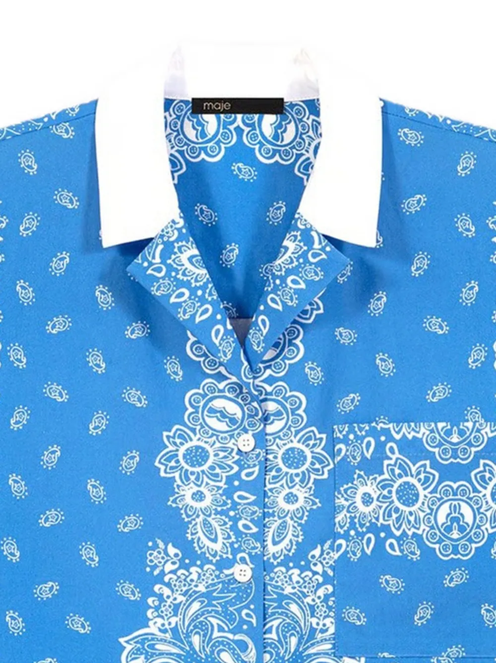 Maje Blouse met contrasterende kraag en print Blauw