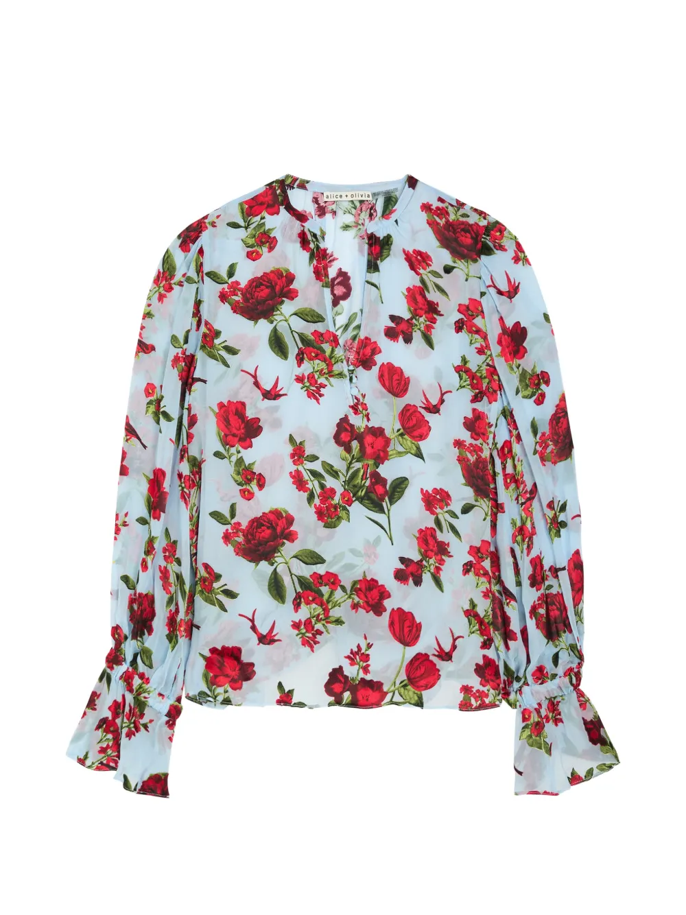 alice + olivia Moranne floral-jacquard mesh blouse - Blau