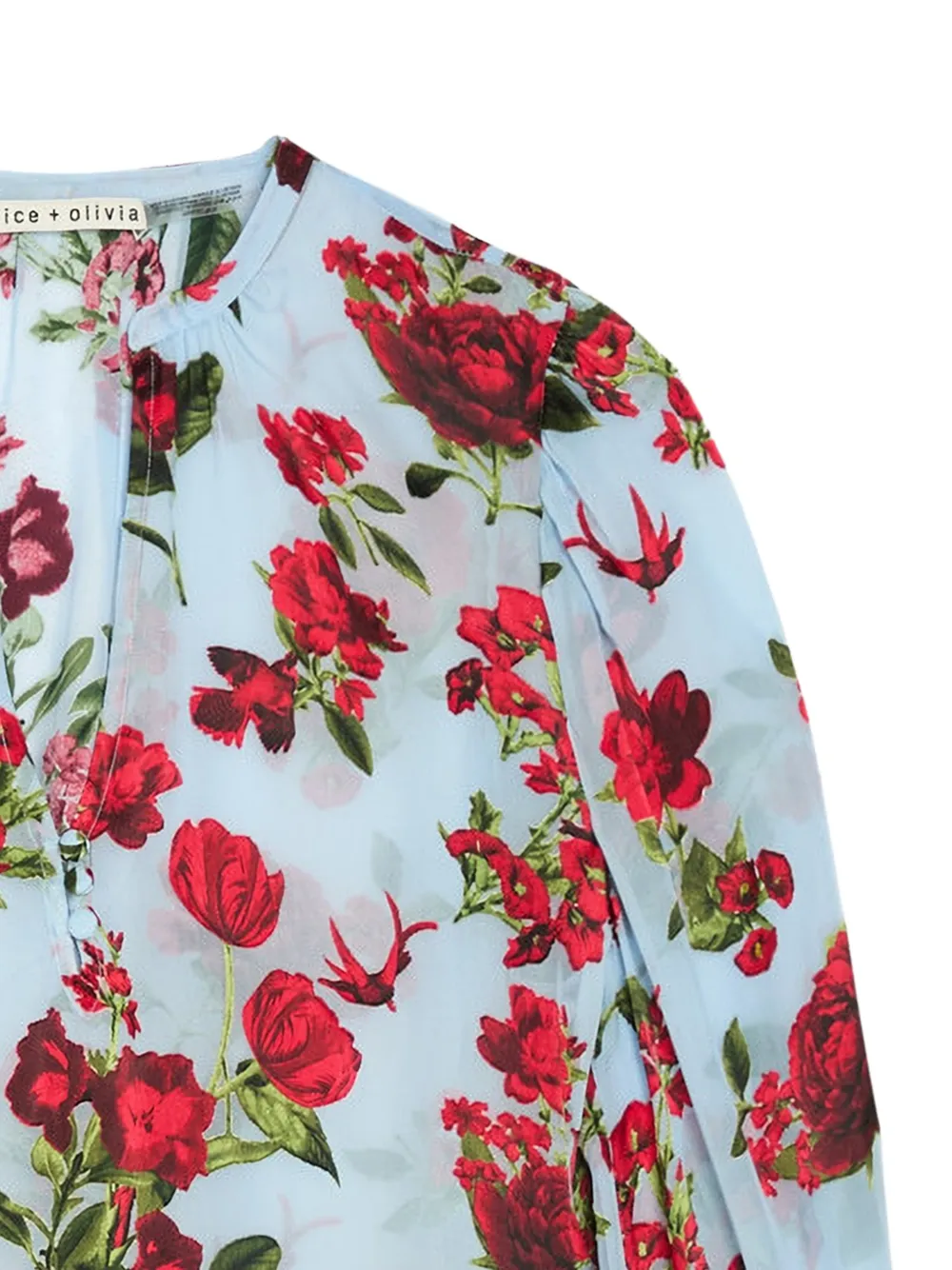 alice + olivia Moranne mesh blouse met bloemen-jacquard Blauw