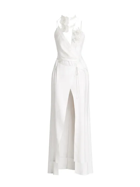 David Koma floral-aplique wrap dress