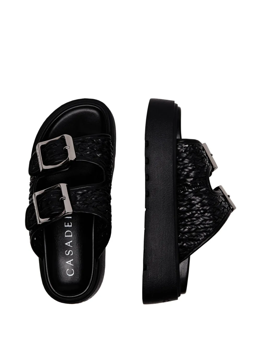 Casadei Suncity woven buckle-strap sandals Zwart