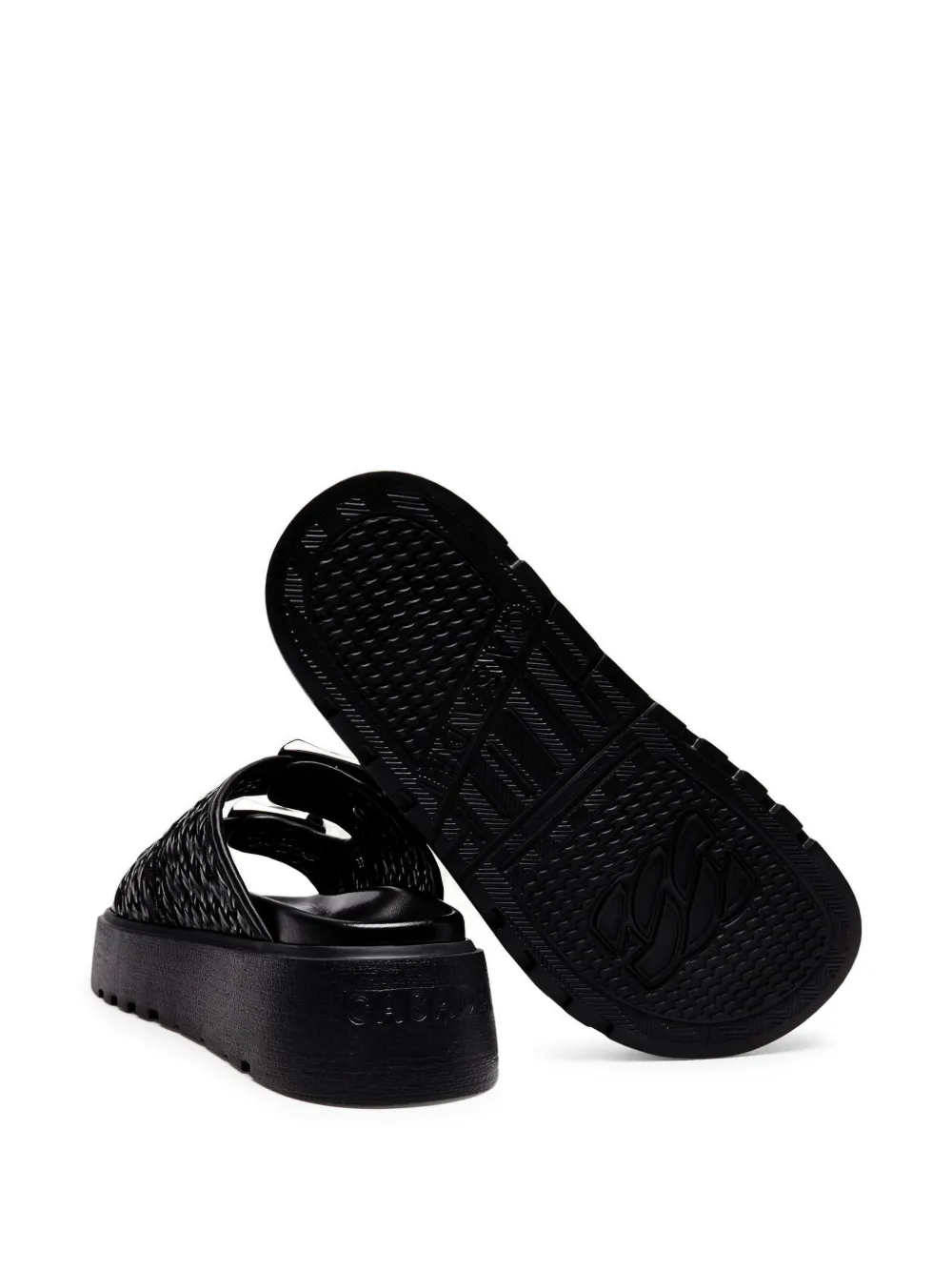 Casadei Suncity woven buckle-strap sandals Zwart