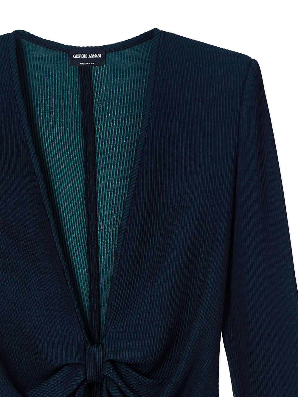 Giorgio Armani Geribbeld vest met geknoopt detail Blauw
