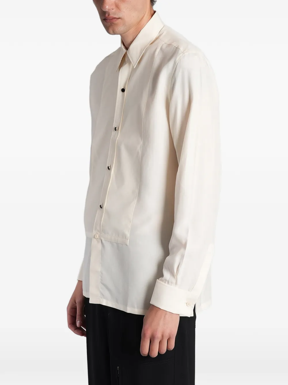 Givenchy long-sleeve silk tuxedo shirt Beige