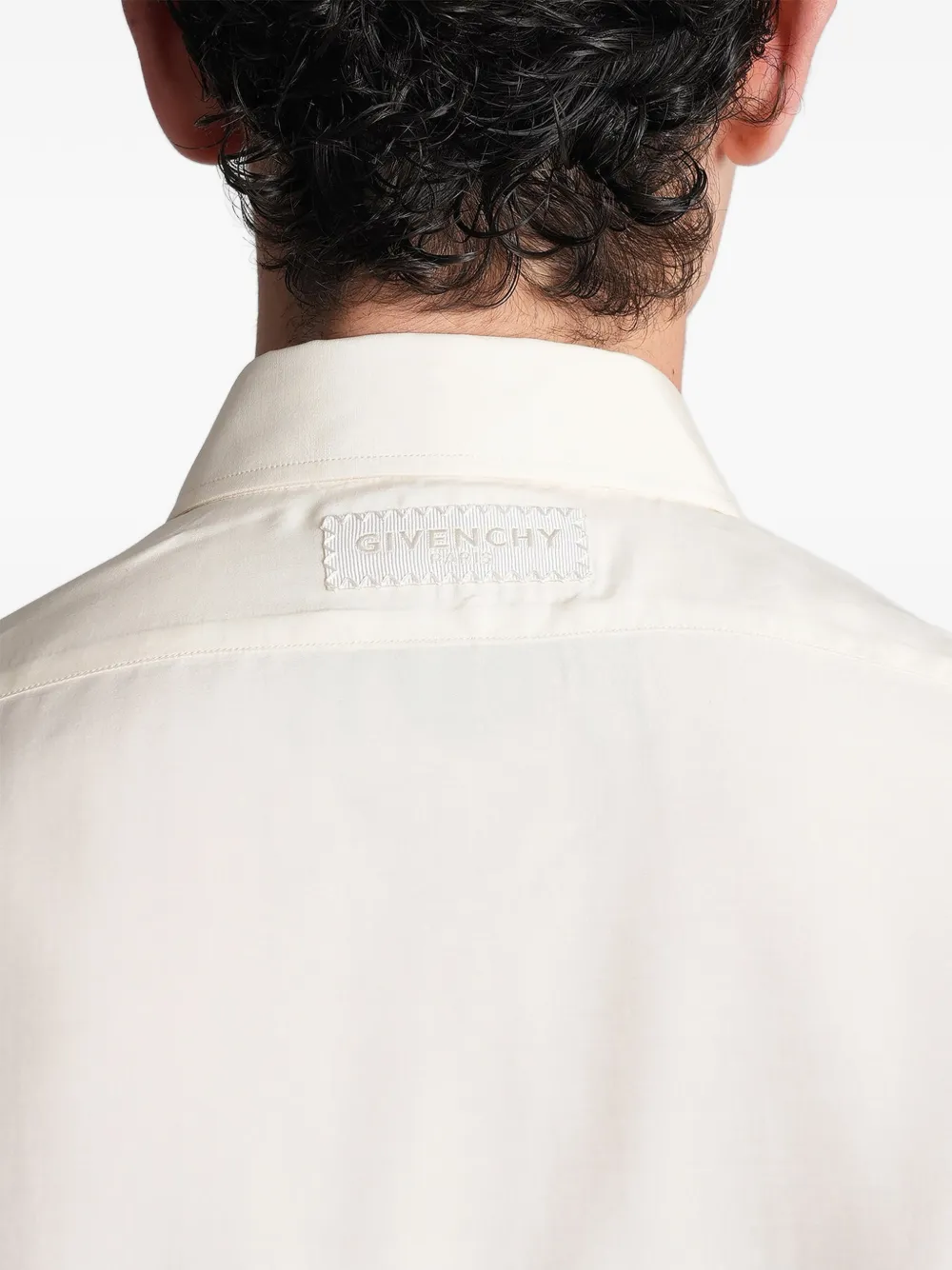Givenchy long-sleeve silk tuxedo shirt Beige
