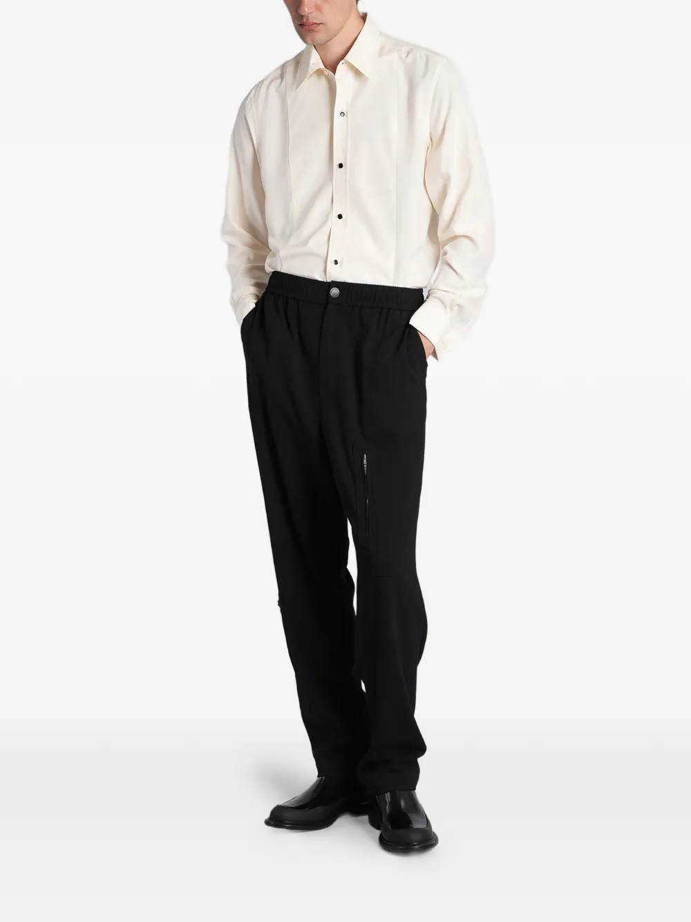 Givenchy long-sleeve silk tuxedo shirt Beige