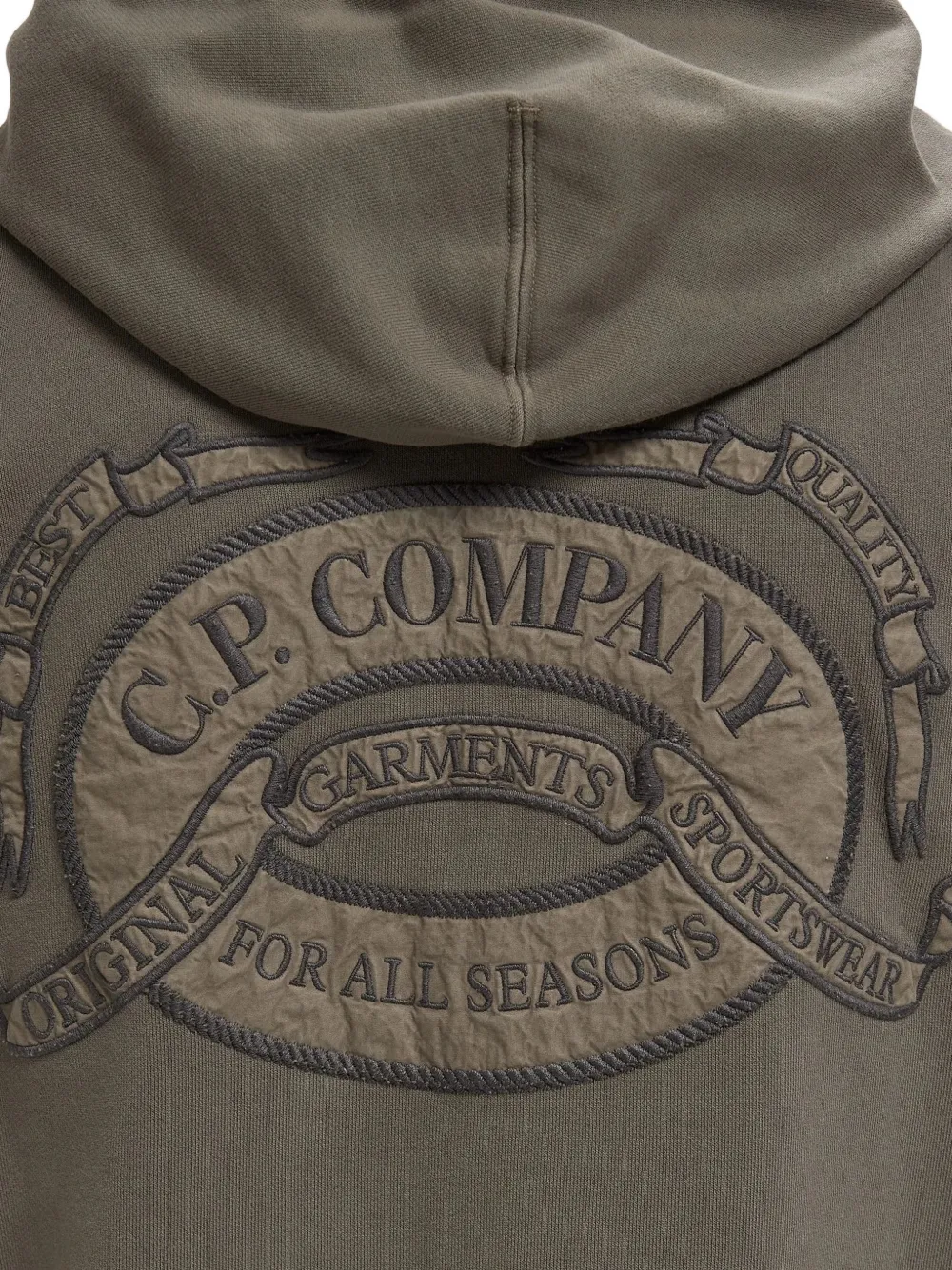 C.P. Company Diagonal fleece sweater met capuchon en rits Groen