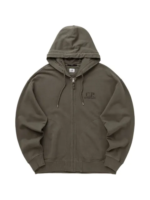 C.P. Company diagonal fleece boxy zip hooded sweatshirt