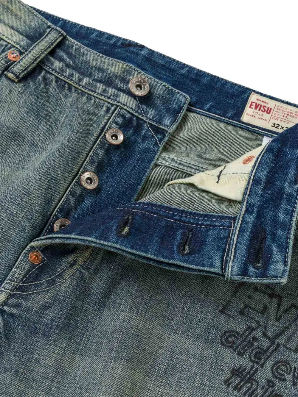  Evisu Vaqueros Con Motivo Gráfico - Azul 