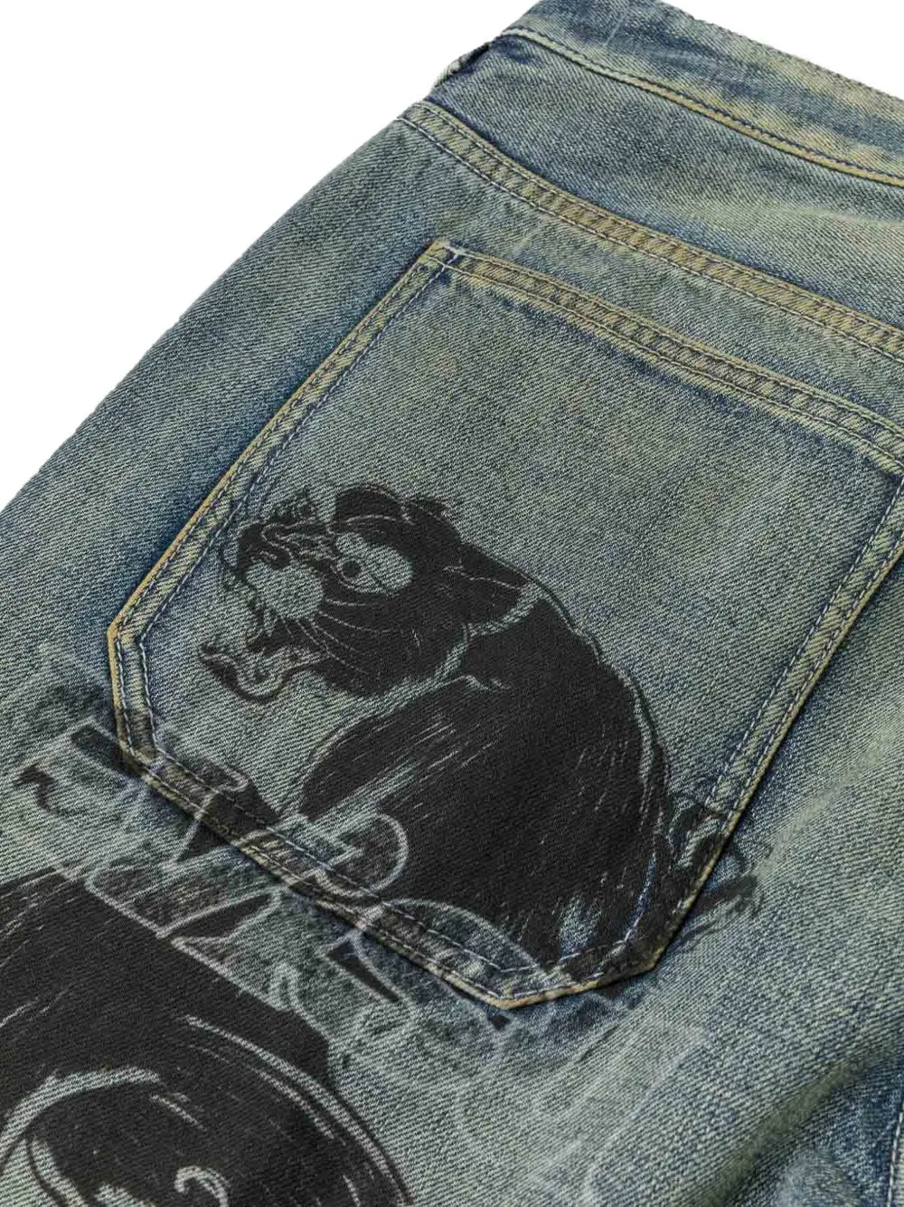 EVISU Jeans met grafische print Blauw