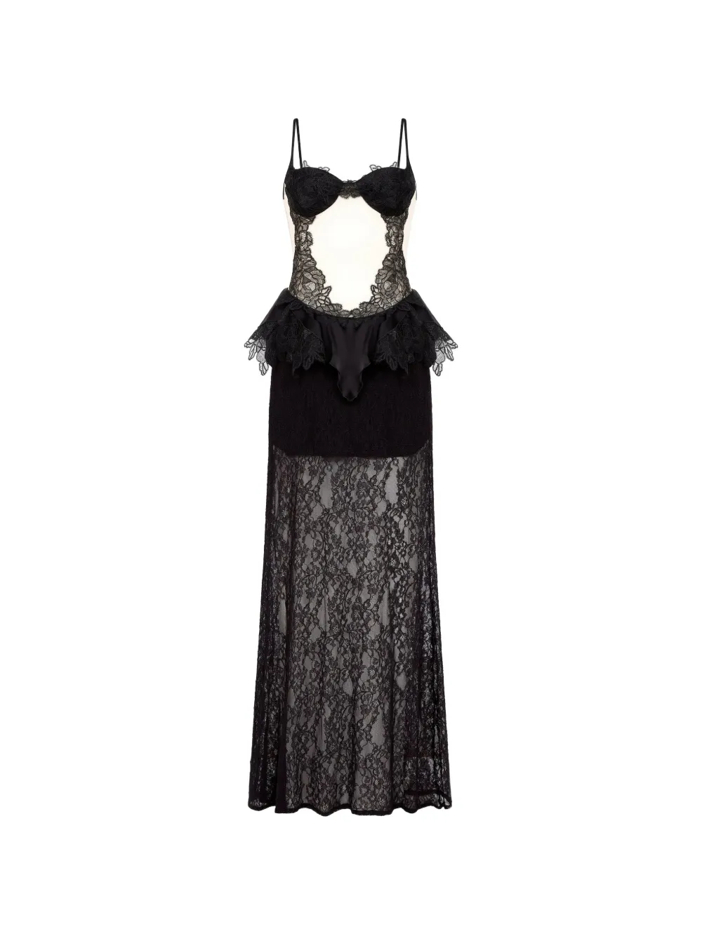 David Koma lace-panelled cut-out dress - Nero