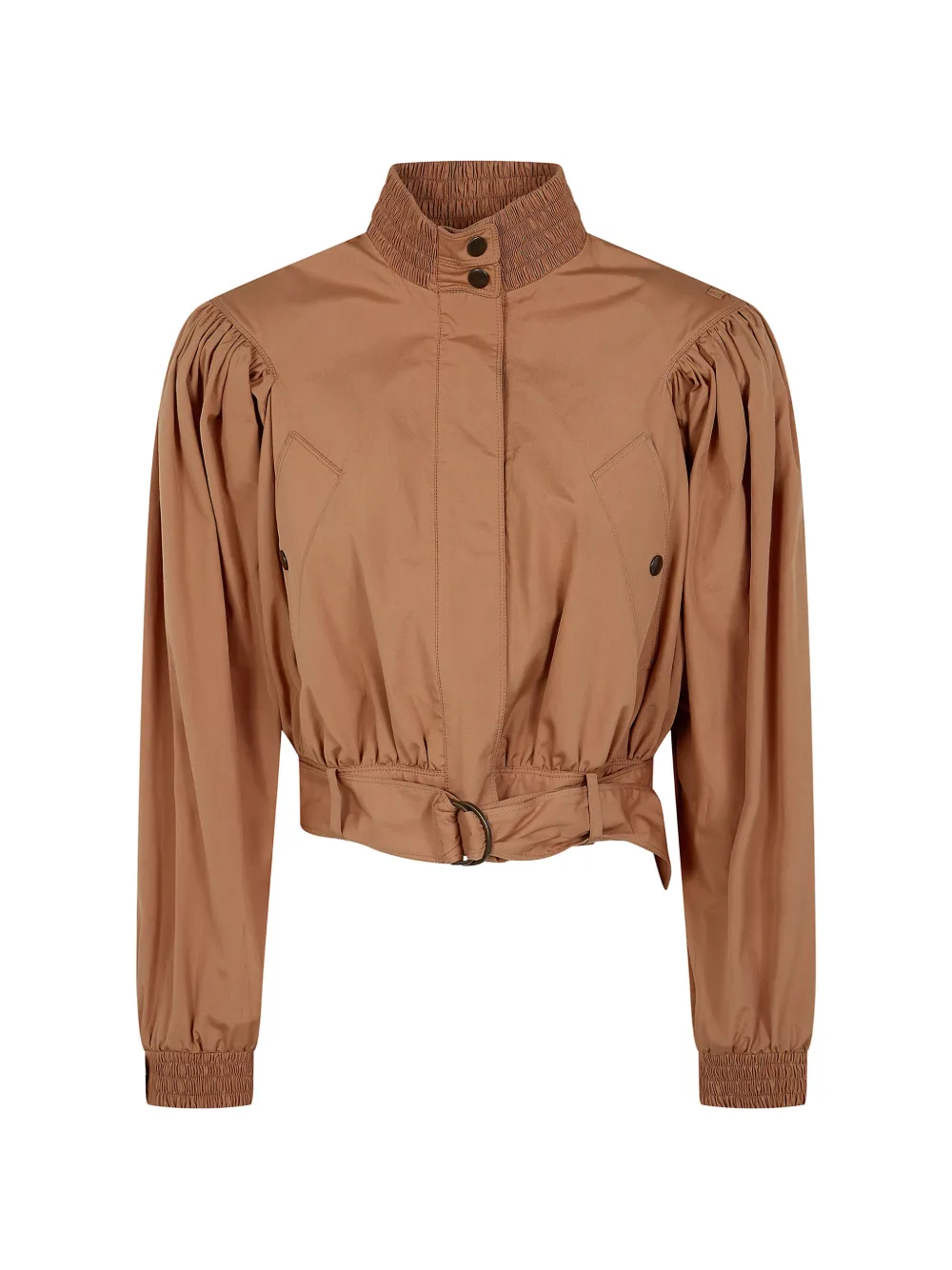 Chloé Gathered Cotton Jacket In Brown
