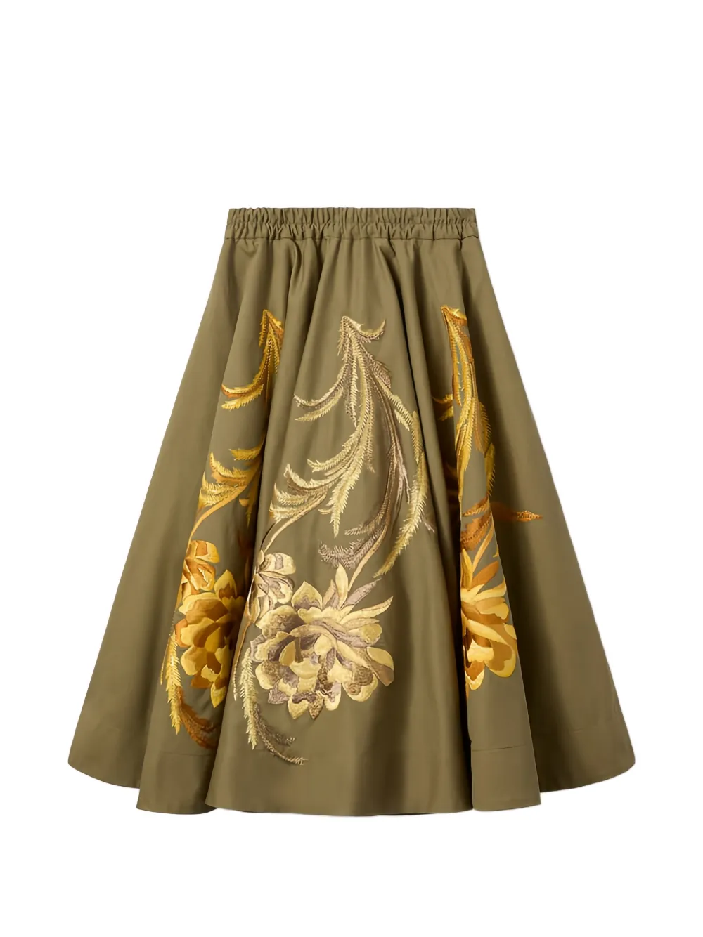 La DoubleJ Ballerina floral-embroidered flared skirt - Verde