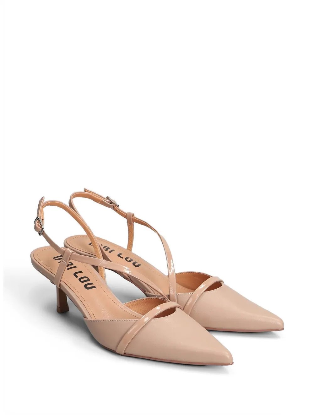 Bibi Lou Zire patent-finish slingback pumps Roze