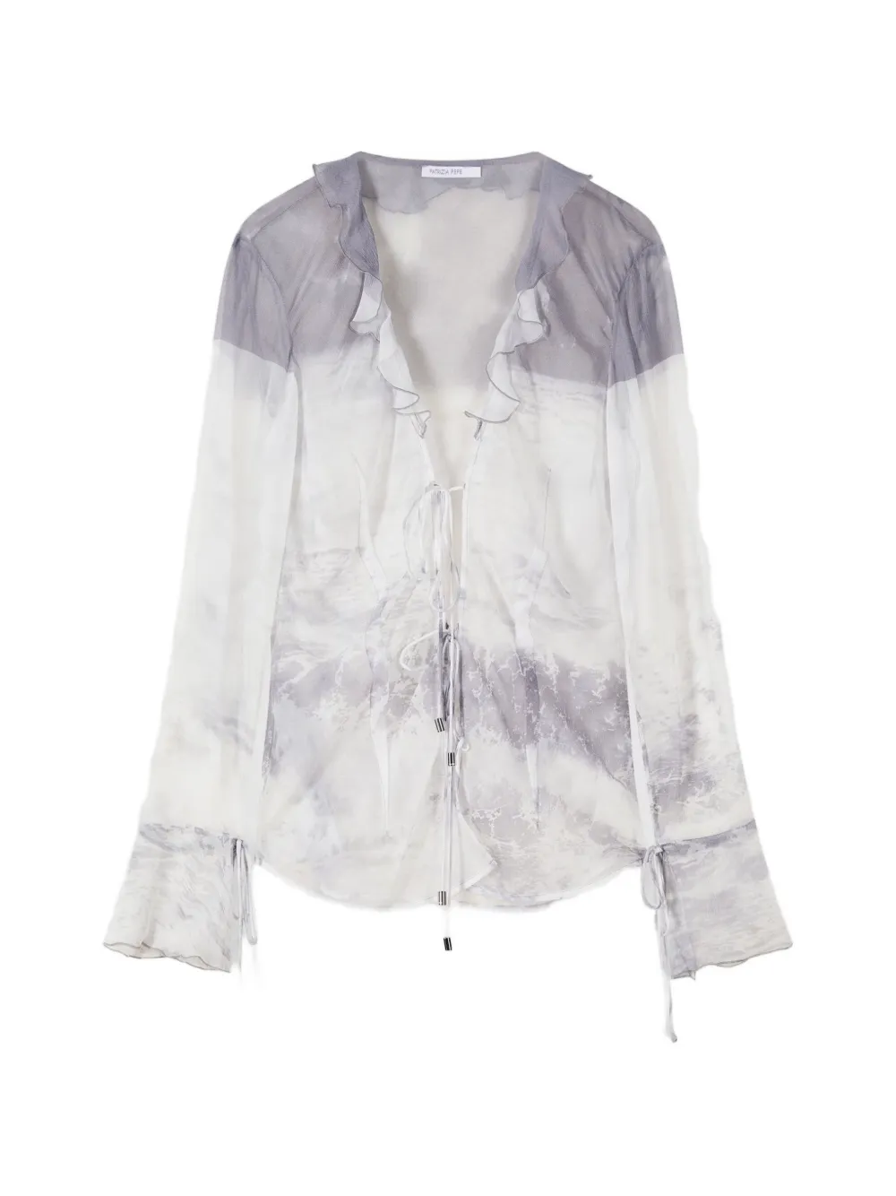 Patrizia Pepe ruffled waves-print blouse - Bianco