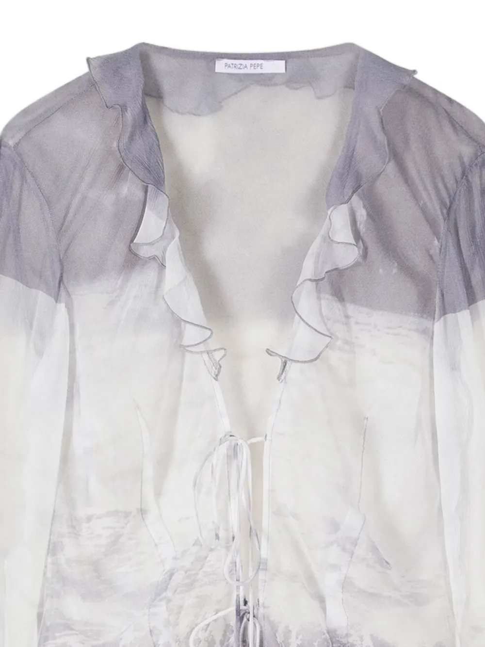 Patrizia Pepe Blouse met ruches en golven-print Wit