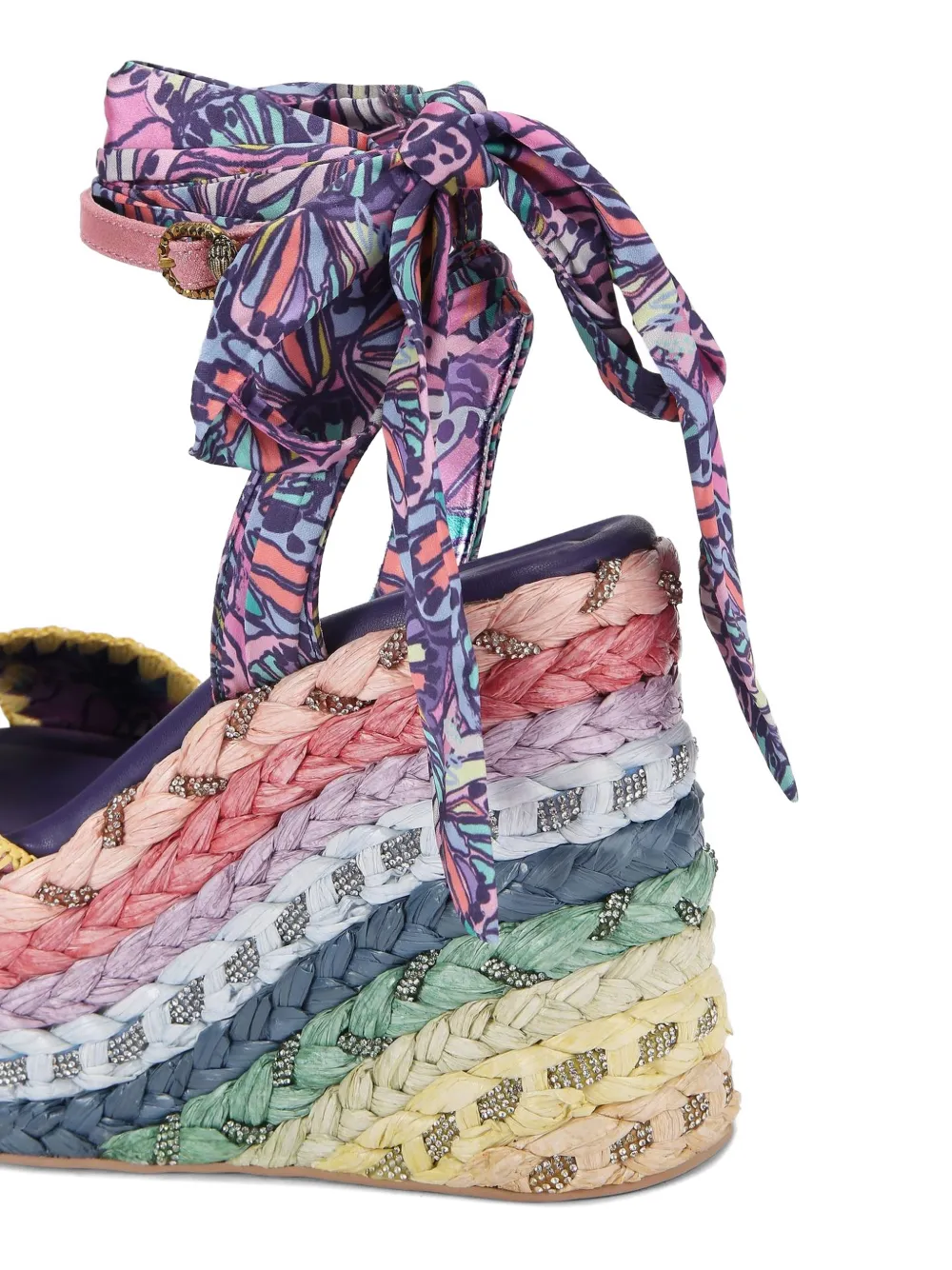 Kurt Geiger London Chelsea butterfly-print crystal-embellished espadrilles Roze