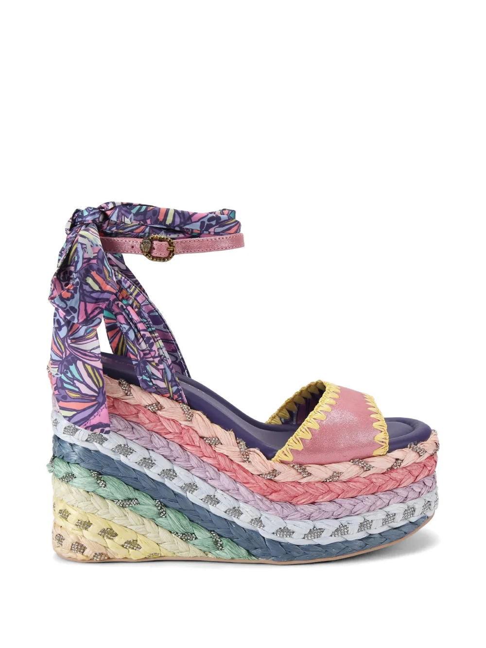 Kurt Geiger London Chelsea butterfly-print crystal-embellished espadrilles Roze