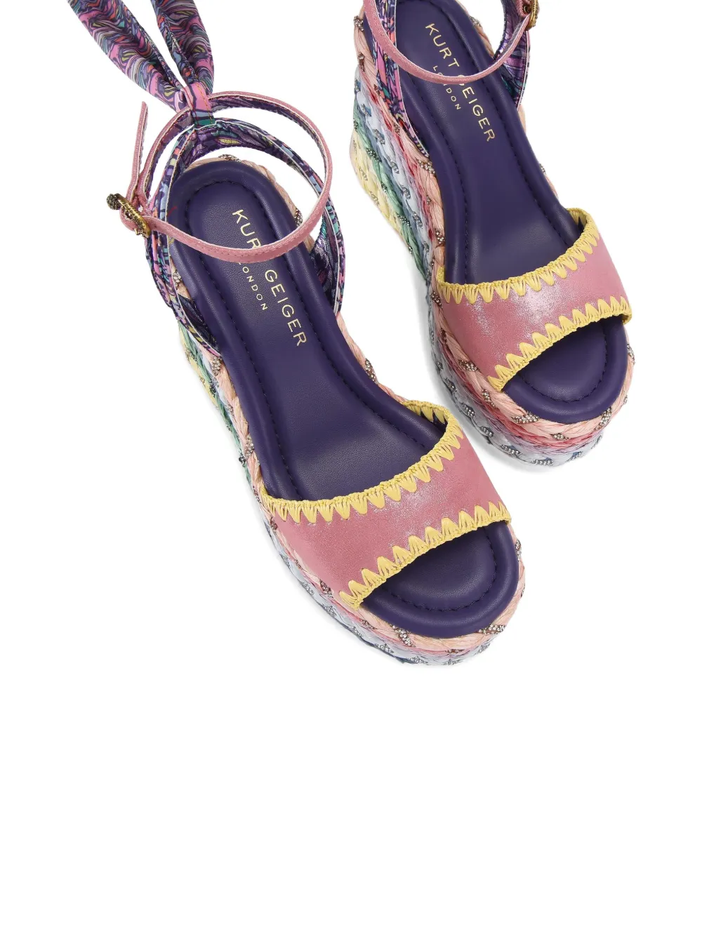 Kurt Geiger London Chelsea butterfly-print crystal-embellished espadrilles Roze