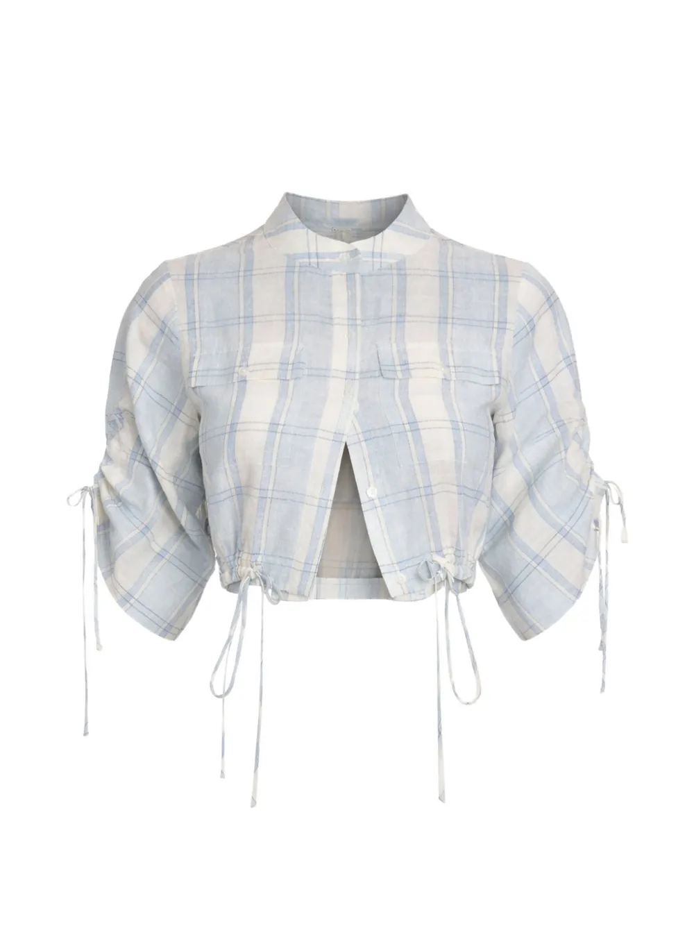HEVRON Eva plaid blouse - Blu