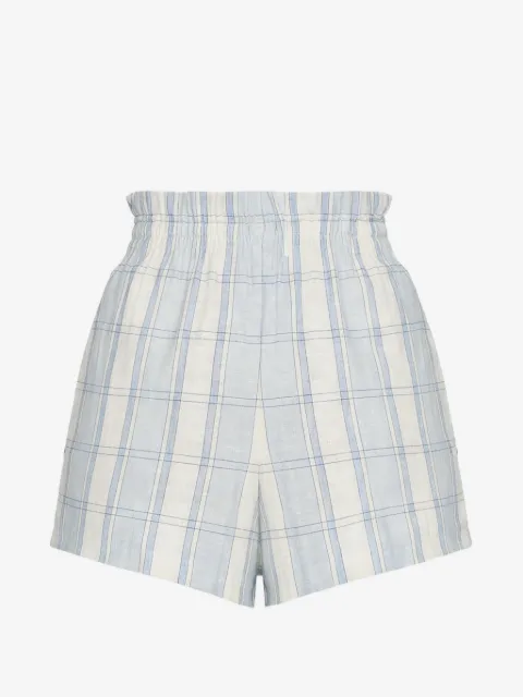 HEVRON Mira plaid drawstring shorts