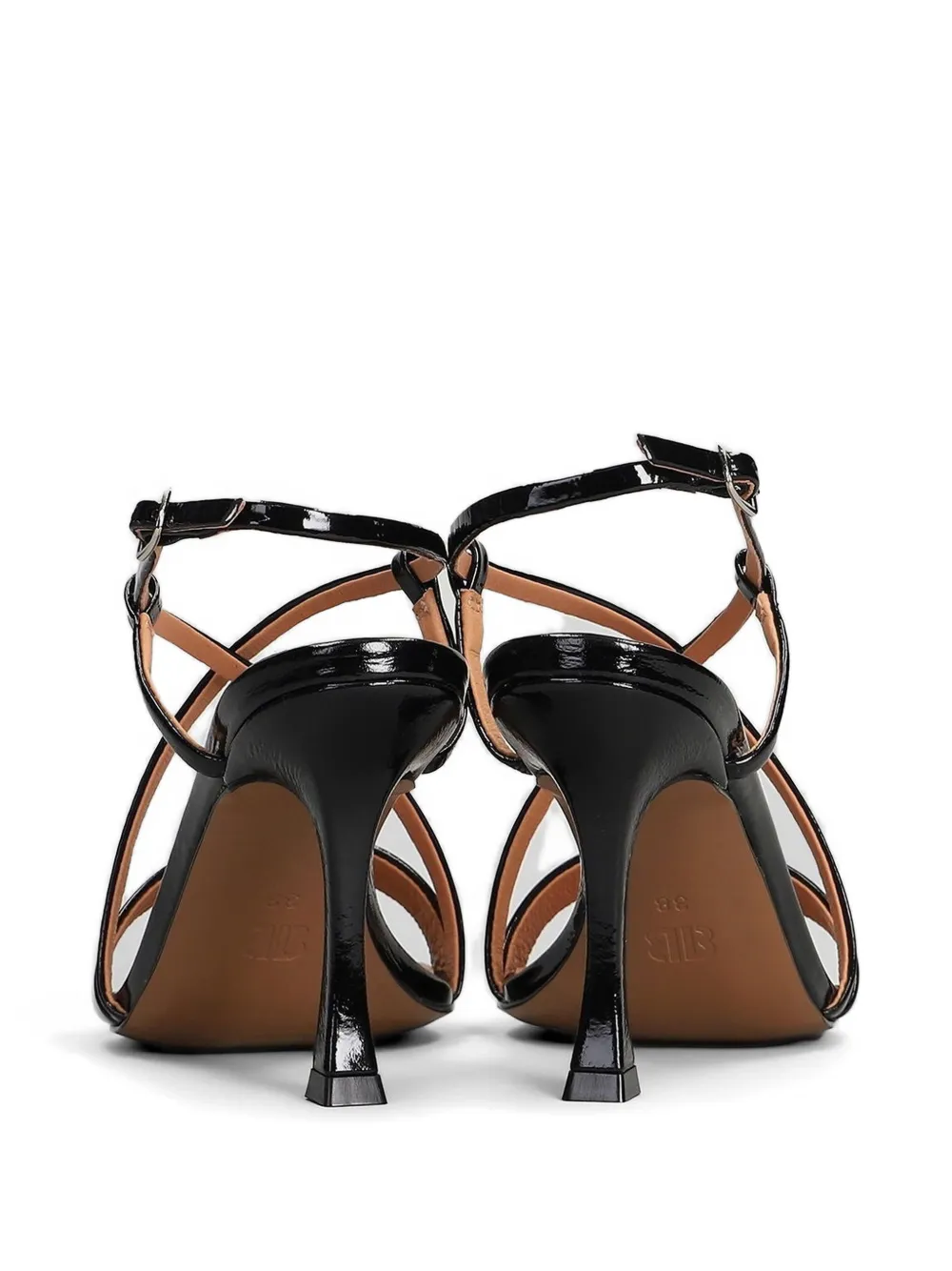 Bibi Lou patent-finish crossover-strap sandals Zwart