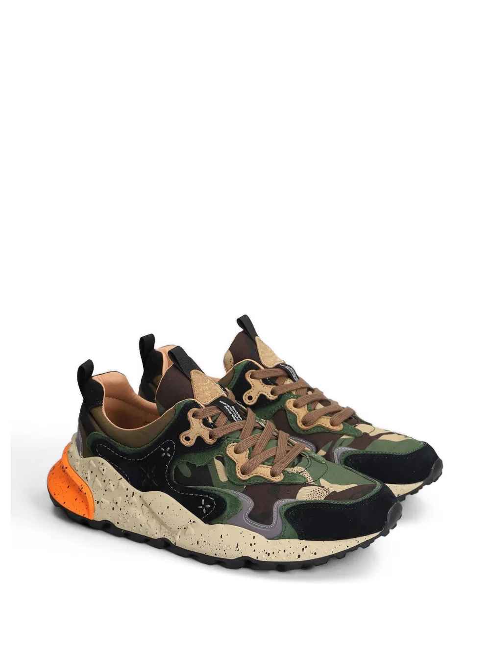 FLOWER MOUNTAIN Rulis camouflage-print panelled sneakers Zwart
