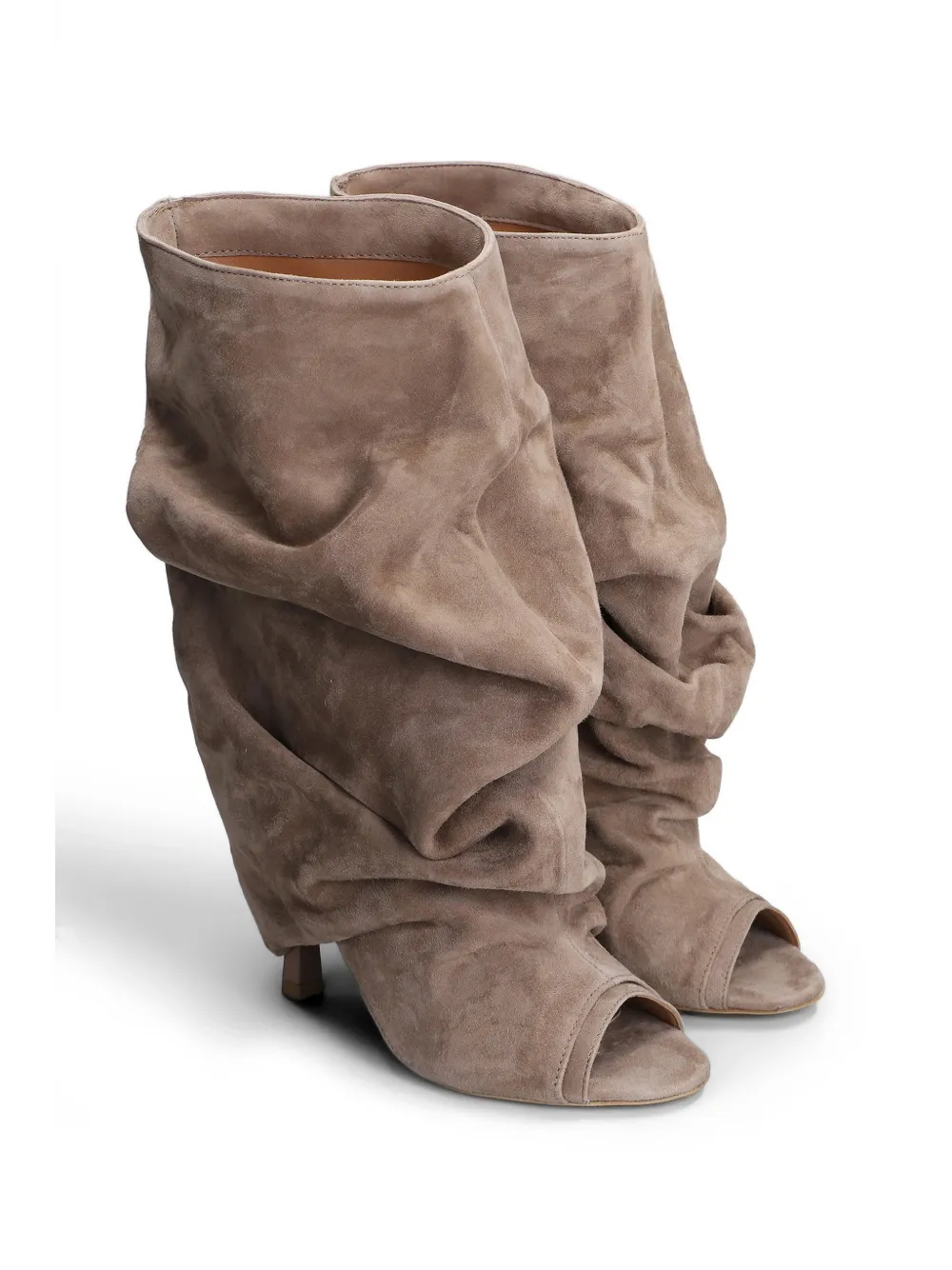 Gisel Moire 90mm Camy peep-toe ankle boots Beige