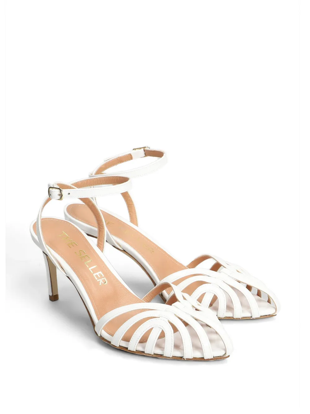 The Seller patent-finish caged sandals Wit