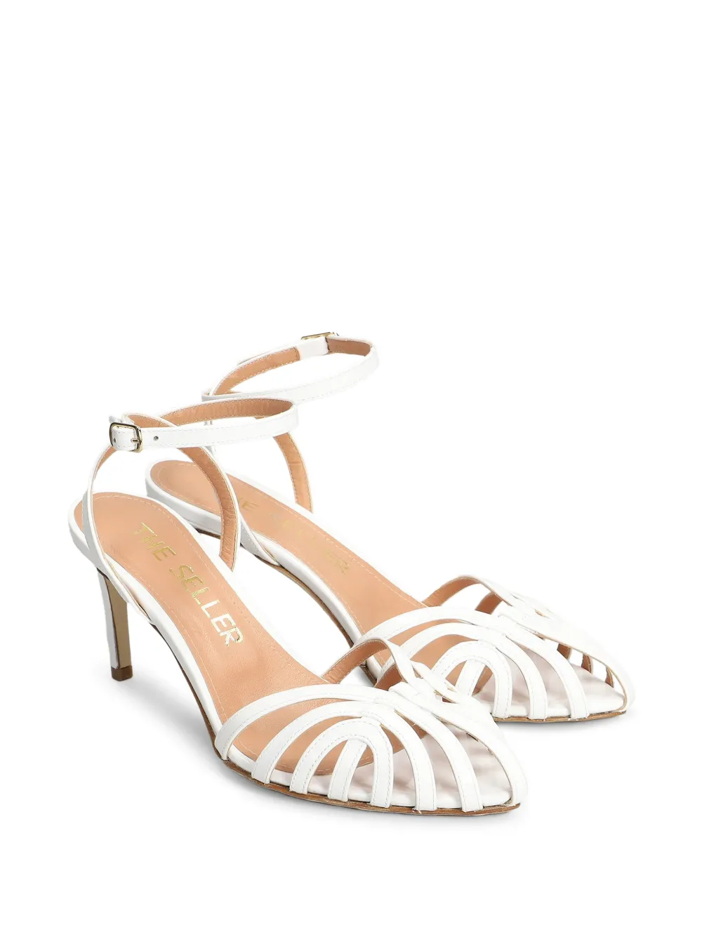 The Seller Gekooide sandalen met gelakte afwerking Wit