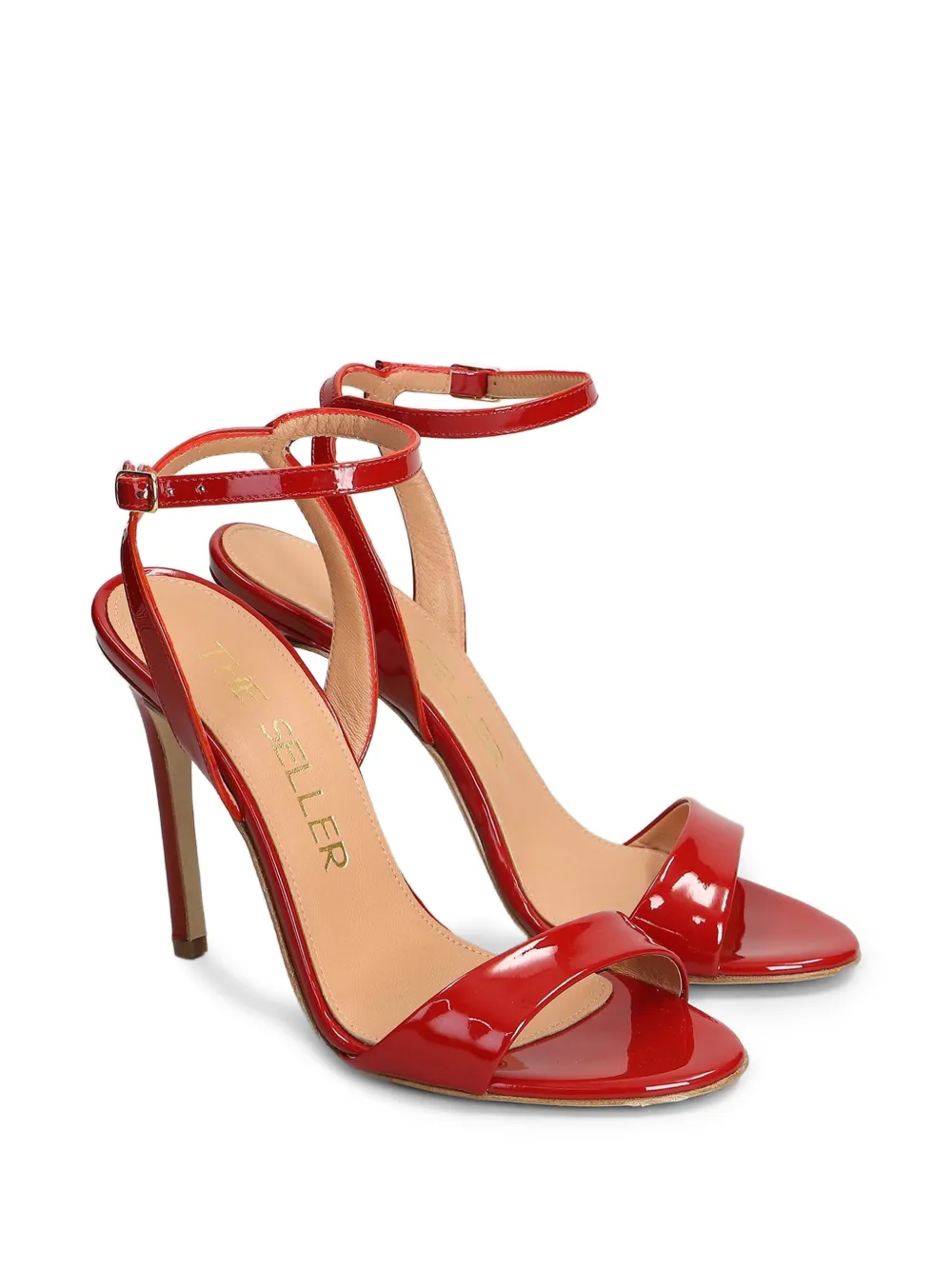 The Seller patent-finish ankle-strap sandals Rood
